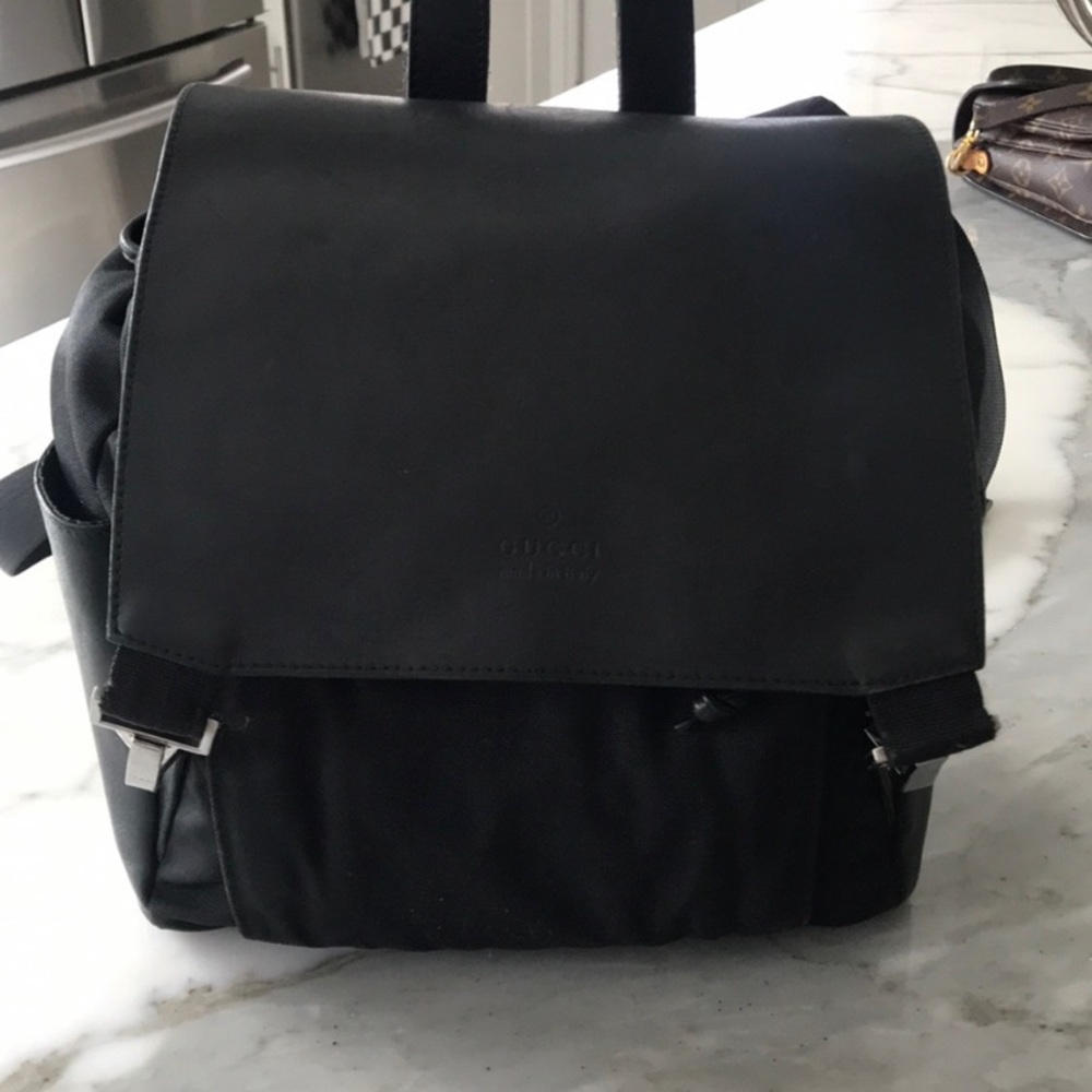 Nylon and leather gucci backpack